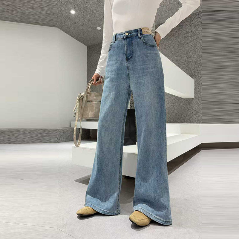 加肥女后腰松紧阔腿牛仔裤胖妹妹欧洲站宽松遮胯百搭减龄休闲长裤,女装/女士精品,大码裤装,淘宝优惠券,粉丝福利购,淘宝优惠卷