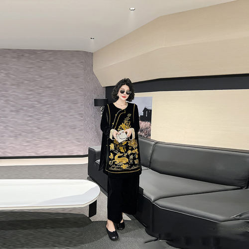 大码女装拼色花朵国风马甲