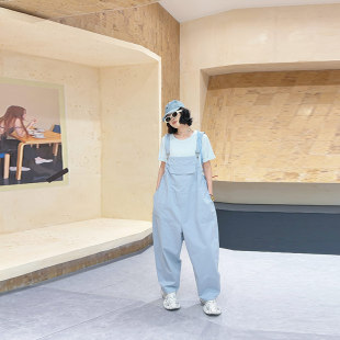 宽松遮胯百搭休闲长裤 女装 加肥大码 胖MM显瘦前大兜收脚背带哈伦裤