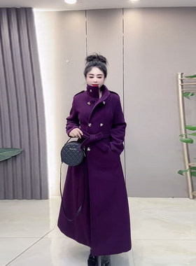 大码女装翻领腰带长款长袖外套