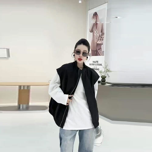 大码女装立领拉链马甲