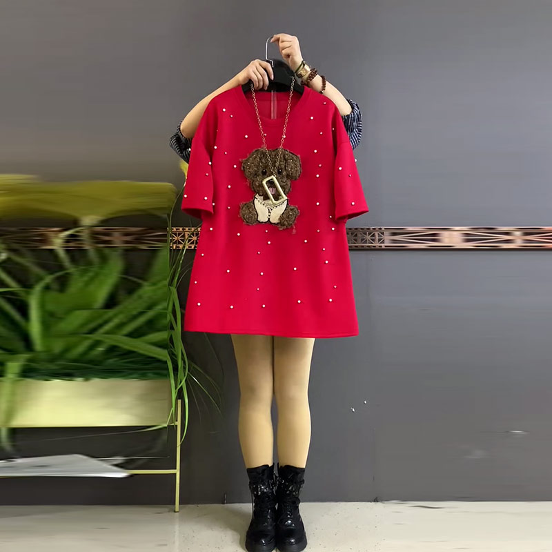 胖妹妹卡通图案短袖上衣