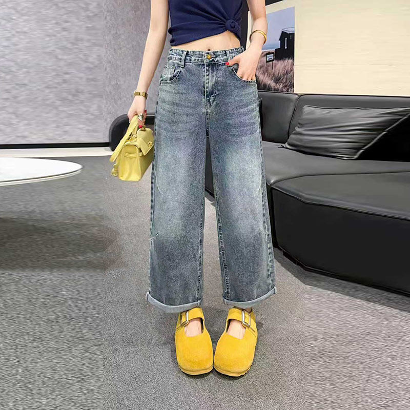 加肥女阔腿直筒长裤胖妹妹宽松遮胯欧洲站减龄百搭时尚显瘦牛仔裤,女装/女士精品,大码裤装,淘宝优惠券,粉丝福利购,淘宝优惠卷