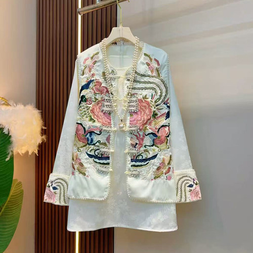 拼袖口打底衬衫亮钻盘扣花朵马甲