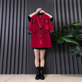 女装 亮片福字圆领短袖 国风上衣胖MM2025新年款 大码 百搭新中式 T恤