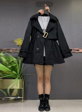 大码女装翻领长袖收腰外套
