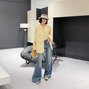 加肥立领挽袖 洋气减龄设计感百搭上衣 盘扣暗花外套胖MM气质新中式