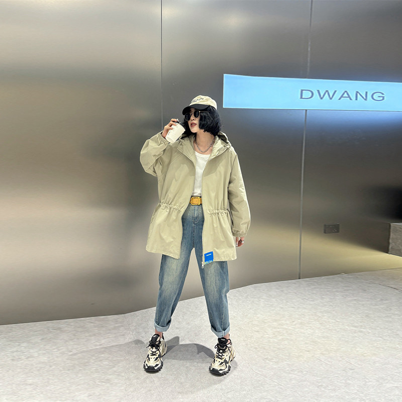 胖MM加肥连帽收腰拉链上衣大码女装韩版春秋款简约中长款风衣外套,女装/女士精品,常规大码外套,淘宝优惠券,粉丝福利购,淘宝优惠卷