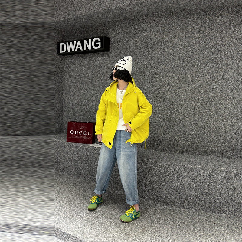 加肥帽双拉链长袖外套