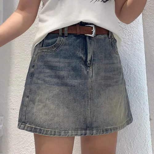 大码女装双兜牛仔短裙-