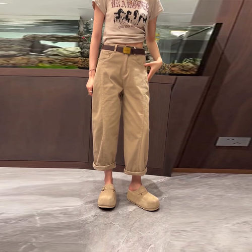 胖妹妹双兜净版哈伦裤子