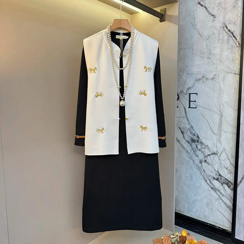 加大码女装立领卡通图案国风马甲胖妹妹中长款扣带袖口长袖连衣裙,女装/女士精品,大码内搭,淘宝优惠券,粉丝福利购,淘宝优惠卷