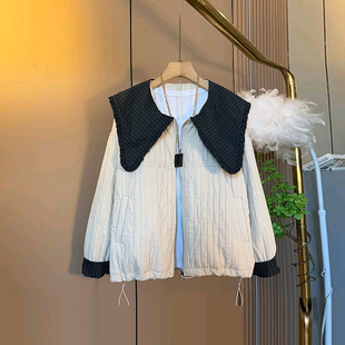 韩版 大码 棉服外套胖妹妹2025秋冬款 披肩领长袖 设计感百搭上衣 女装