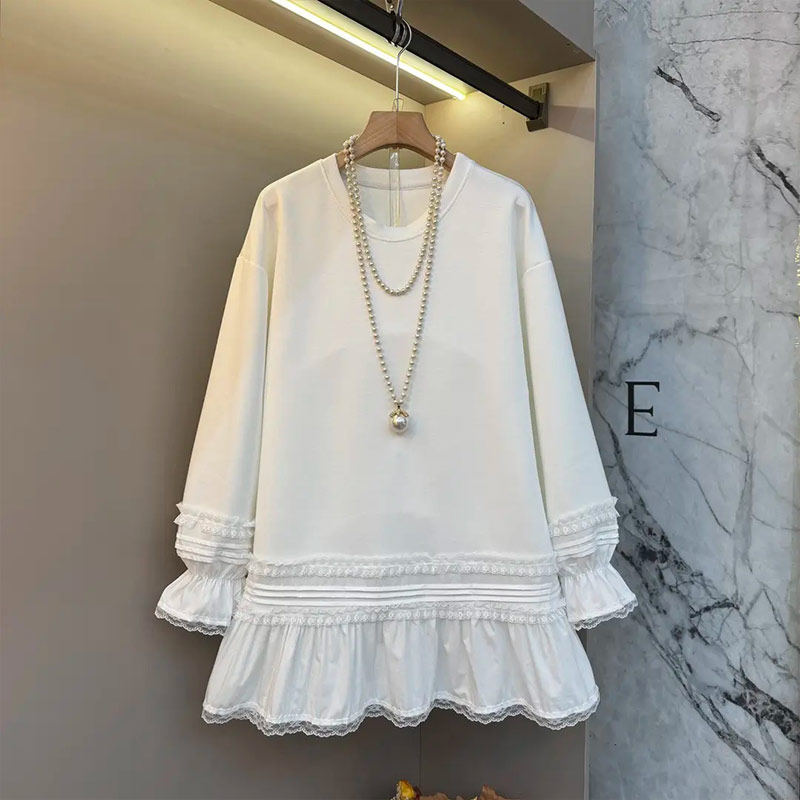 胖MM加肥拼底摆长袖圆领上衣宽松遮肚子大码女装韩版减龄休闲卫衣,女装/女士精品,大码内搭,淘宝优惠券,粉丝福利购,淘宝优惠卷