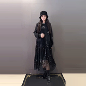 轻熟风显瘦裙子 胖妹妹加肥拼裙摆长袖 女装 连衣裙法式 长款 气质大码