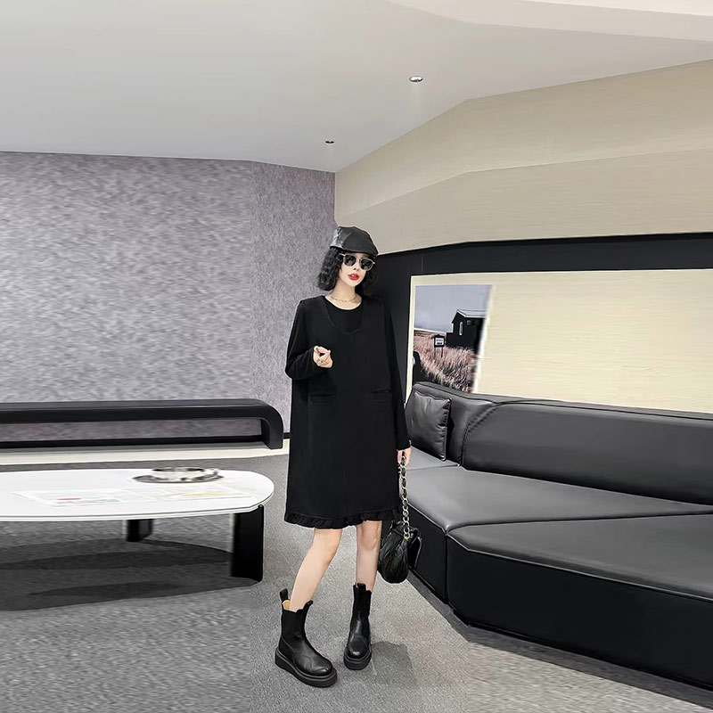 长袖打底小衫圆领马甲裙