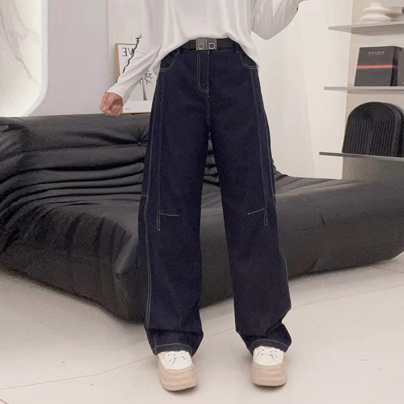大码明线弯刀阔腿长裤