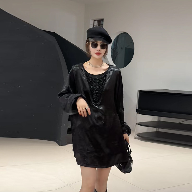 加肥女圆领长袖暗花大衫轻熟风宽松遮肚子胖妹妹时尚洋气显瘦上衣,女装/女士精品,大码内搭,淘宝优惠券,粉丝福利购,淘宝优惠卷