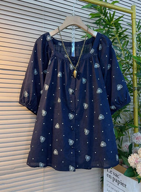 胖妹妹加肥圆领短袖花朵小衫大码女装夏季款百搭减龄显瘦休闲上衣