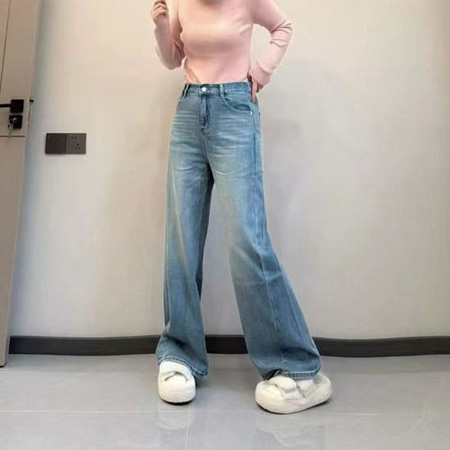胖妹妹后腰松腰微喇拖地裤