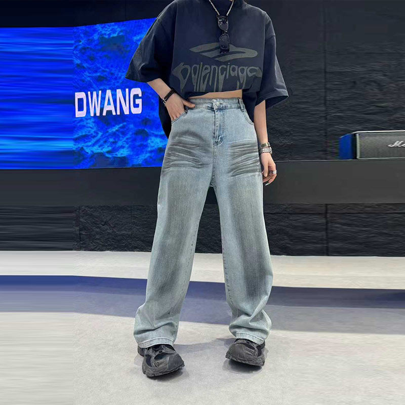 大码女装后腰松紧腰阔腿牛仔裤胖妹妹欧洲站宽松遮胯百搭减龄长裤,女装/女士精品,大码裤装,淘宝优惠券,粉丝福利购,淘宝优惠卷