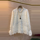 小众设计秋冬款 加肥钉珠领微喇袖 减龄上衣 女装 法式 口蕾丝小衫 大码