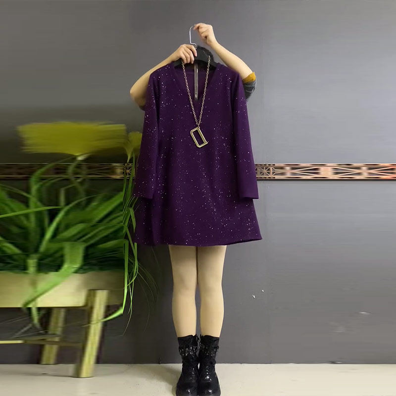 加肥女V领侧开叉长袖大衫宽松遮肚子大码女装胖妹妹减龄洋气上衣,女装/女士精品,大码内搭,淘宝优惠券,粉丝福利购,淘宝优惠卷