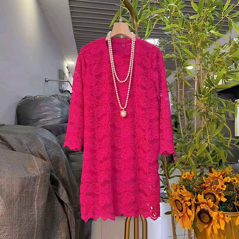 胖MM加肥圆领长袖蕾丝上衣宽松遮肚子大码女装欧洲站洋气减龄小衫,女装/女士精品,大码内搭,淘宝优惠券,粉丝福利购,淘宝优惠卷