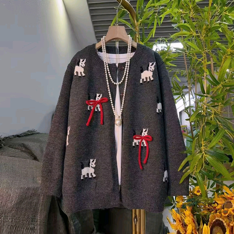 大码女装卡通图案长袖开衫针织外套胖妹妹韩版设计感显瘦减龄上衣,女装/女士精品,大码内搭,淘宝优惠券,粉丝福利购,淘宝优惠卷