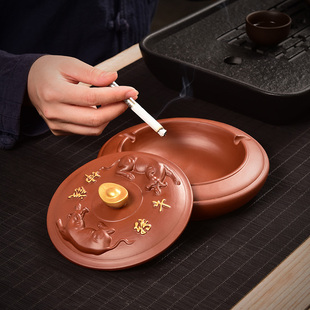 茶宠摆件大号烟灰缸牛转乾坤紫砂精品创意·茶玩茶台茶道装饰配件