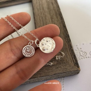 男孩项链定制S925纯银太空热气球男孩简笔画银牌吊坠项链萌娃礼物