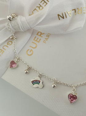 925纯银粉红爱心云朵原创设计小众轻奢手链女款2025新款爆款手链