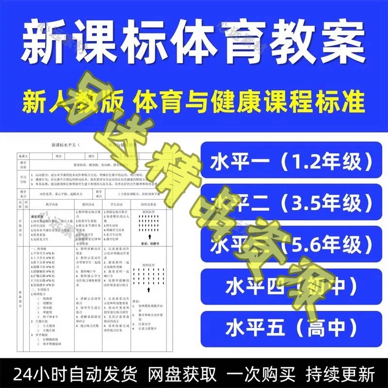 2026新课标小学初高中体育与健康水平一二三四五大单元教案电子版