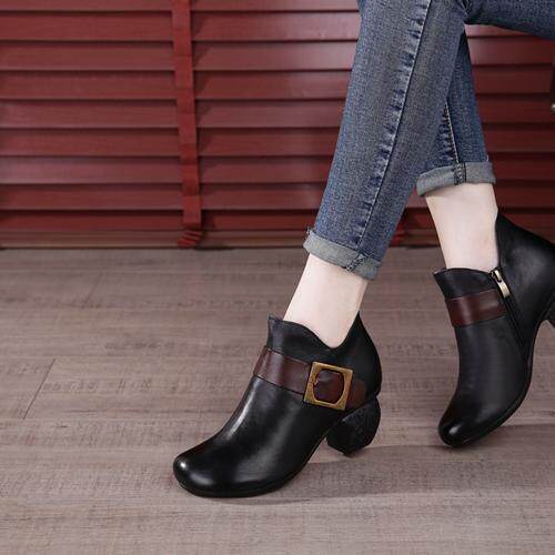 3656铁扣短靴软底真皮民族风复古休闲皮带扣中跟踝靴马丁靴妈妈鞋,女鞋,时装靴,淘宝优惠券,粉丝福利购,淘宝优惠卷