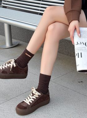 55秋新头层牛皮轻奢复古星星系带阿甘鞋平跟软底学生休闲德训鞋女