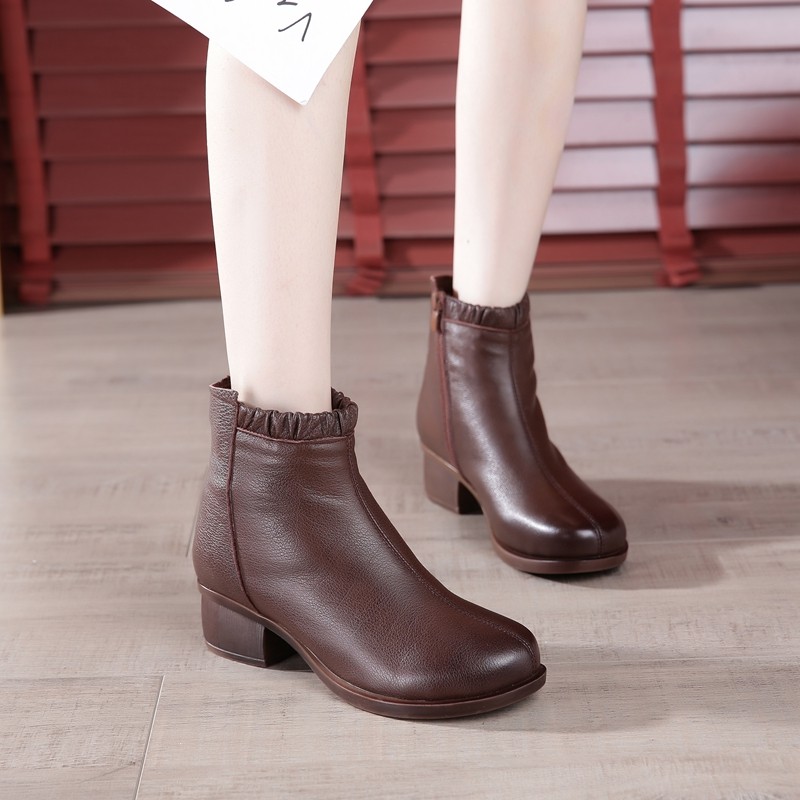 8003低跟靴软底真皮短靴民族风复古原创靴子冬新款棉靴中跟妈妈鞋,女鞋,时装靴,淘宝优惠券,粉丝福利购,淘宝优惠卷