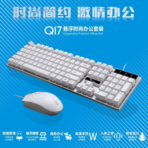 追光豹Q17有线键盘鼠标套装USB游戏办公悬浮机械手感键盘白色套装