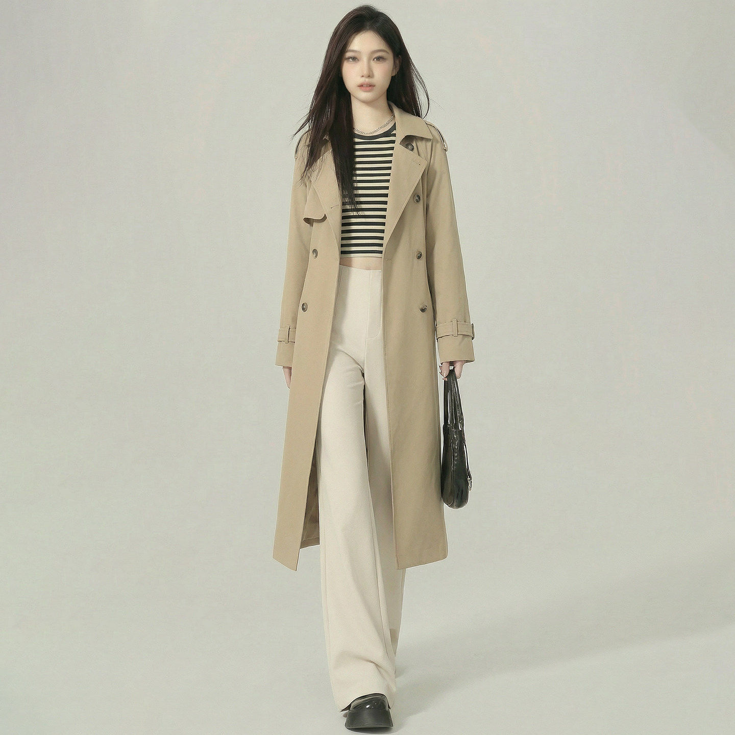 白色喇叭裤子女冬季加绒大码显瘦马蹄裤小个子休闲直筒微喇西装裤