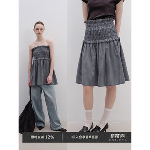 打揽抽褶设计松紧腰A型伞摆半裙 两穿式 Veega Chic