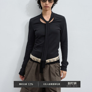 t恤 莫代尔羊毛混纺围脖u领针织长袖 Veega Chic