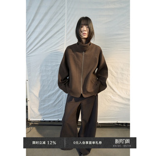 毛呢外套 秋冬羊毛艺术感可拆卸领结构斜插袋短款 Veega Chic