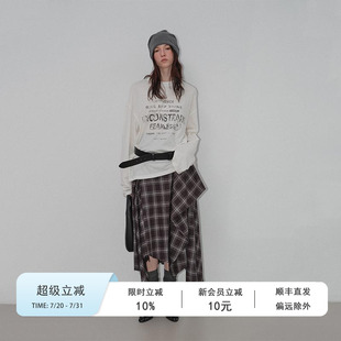 Veega 做旧印花宽松休闲T恤 Chic 天然亚麻棉混纺材质美式
