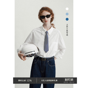 上衣女 捏褶宽松口袋简约通勤衬衫 Veega Chic秋冬三色高支棉落肩袖