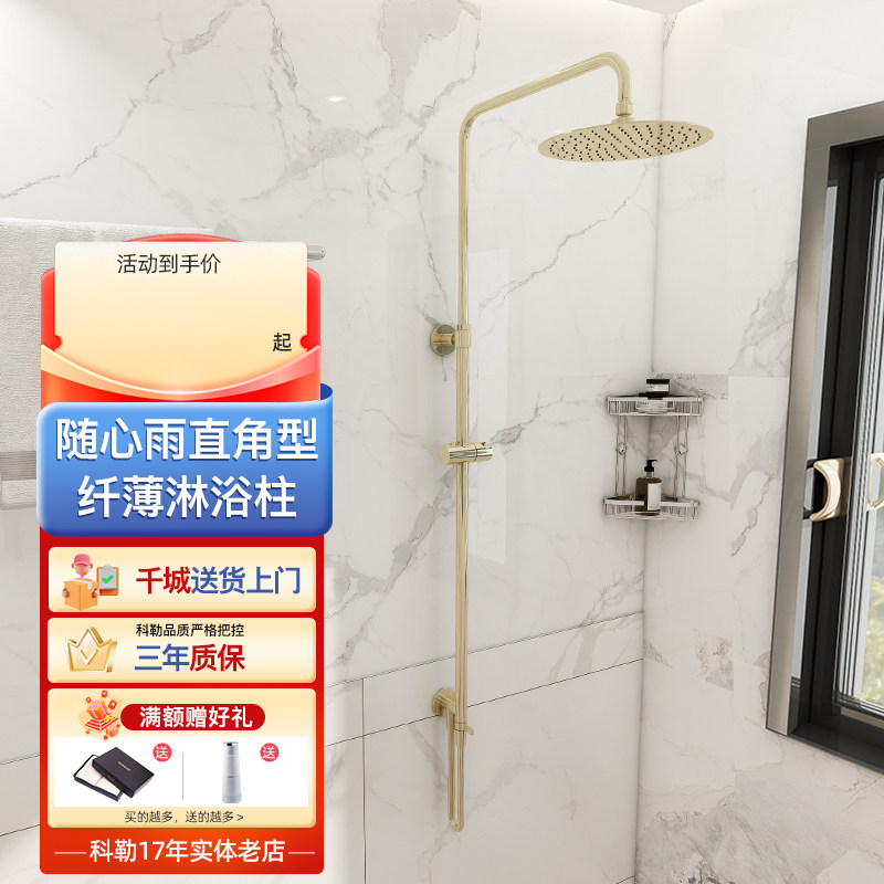 科勒随心雨淋浴柱花洒直杆直角型全铜需另配挂墙式花洒本体
