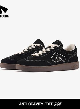 FOECODE 新款经典男女板鞋翻毛皮复古德训鞋 运动休闲平底鞋黑色