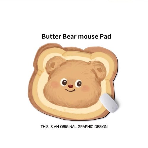 可爱吐司小熊鼠标垫子小号异形滑鼠垫卡通女生工位桌垫办公滑鼠垫