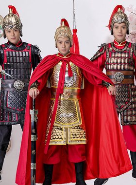 古装盔甲男古代将军士兵小兵服小将服装将士服装舞台演出服装戏服