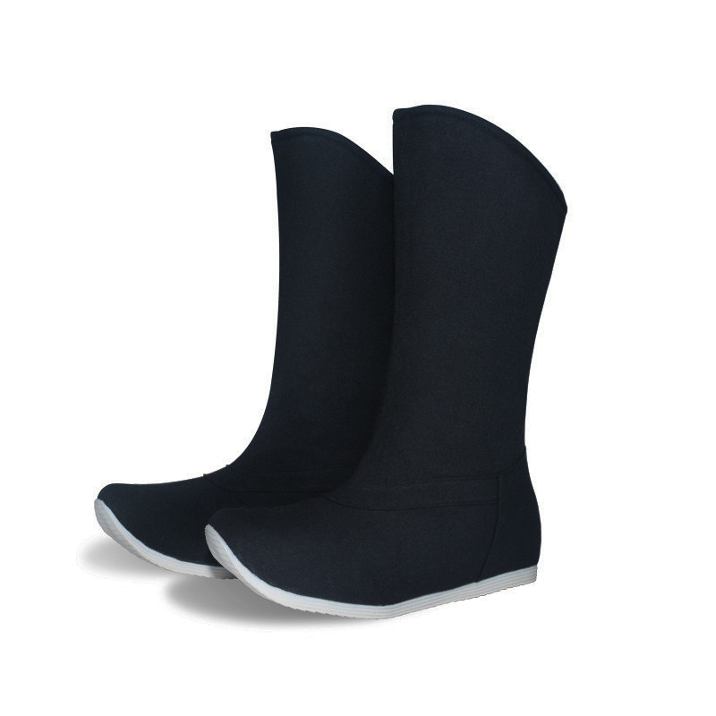 古装古代汉服靴子男女士明制皂靴内增高翘头中筒官靴厚底古风鞋子