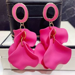 糖果彩色夸张大耳环女2025年新款 小众设计高级感花朵银耳饰 潮法式