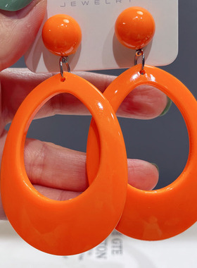 简约气质几何水滴夸张大耳环小众设计高级感彩色耳钉新款爆款耳饰
